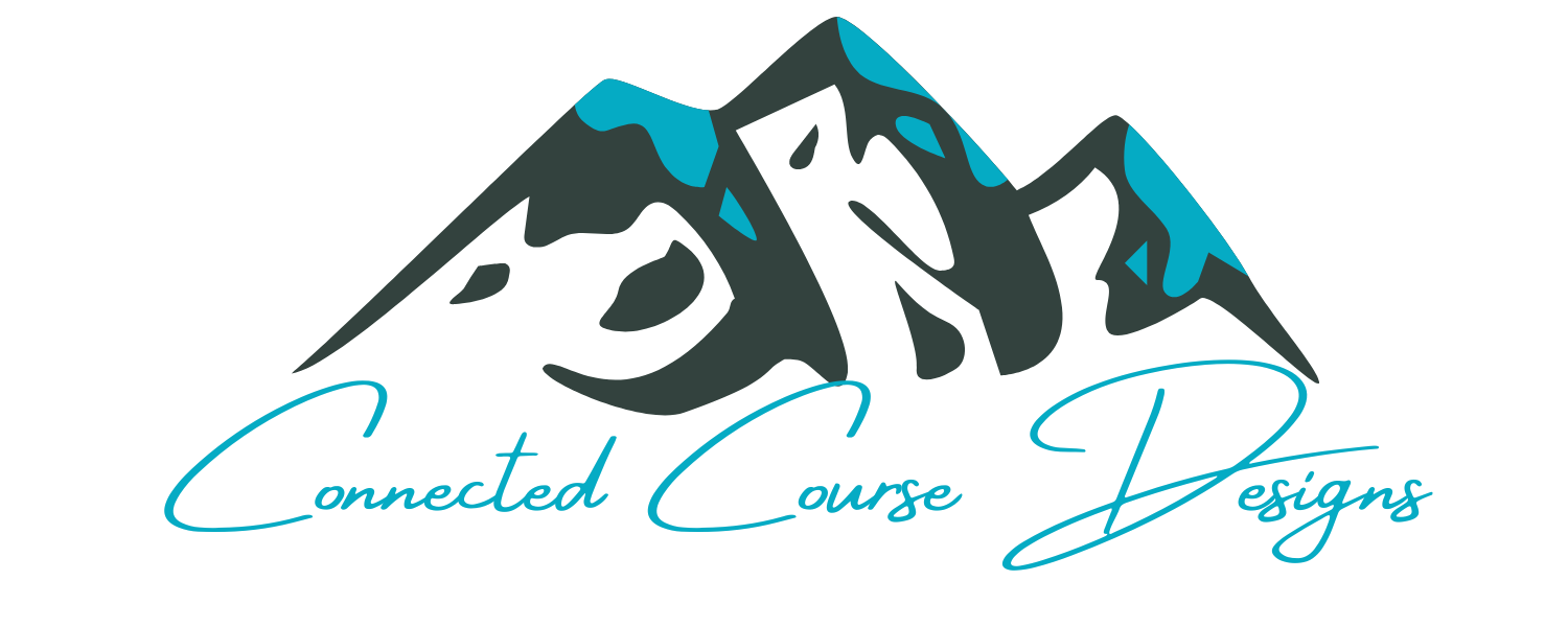 Mountain range with the words Connected Course Designs