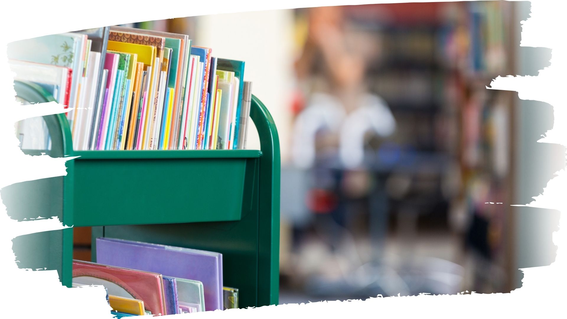 Library cart with children's books