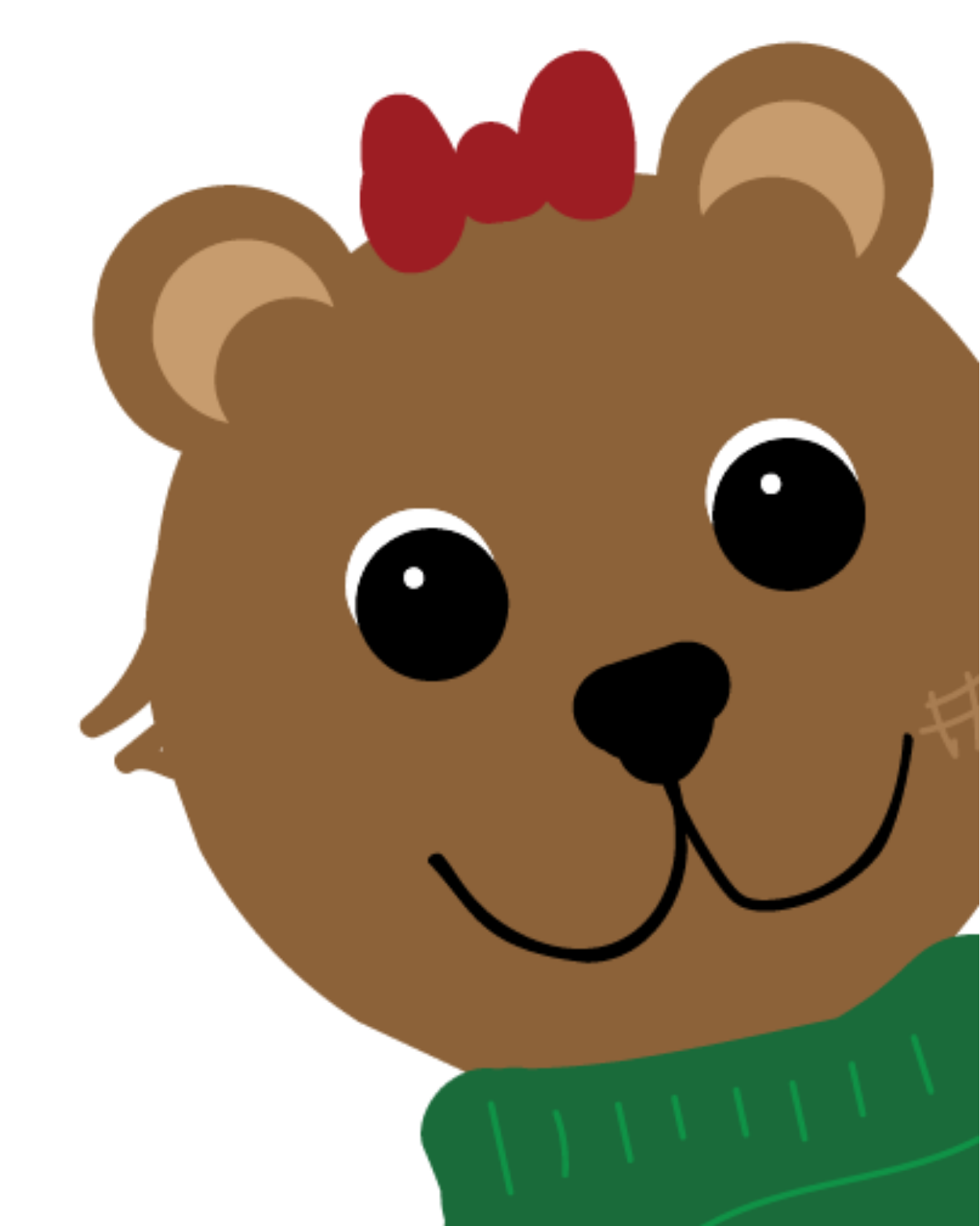 Image of 'ittle Bear's head and face peeking out from the side